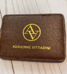 Vitadini Brown luggage tag ID holder brown leather strap gold clasp