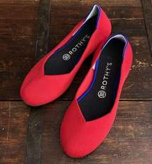 Rothy’s The Flat Round Toe Ballet Shoe Red Size 9