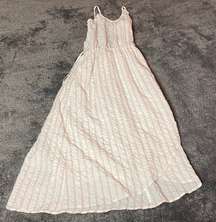 Striped Light Pink & White Classy Maxi Dress ( S )