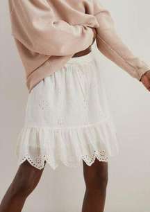 Aerie Eyelet Lace Lined Mini Skirt White 100% Cotton Size S