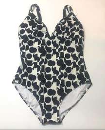 DKNY Printed Mesh-Trim One-Piece Swimsuit Sz 18