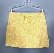 Vintage Y2K 90s Yellow Floral Cotton Tie-waist Mini Skirt 8
