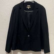 Talbots Blazer Jacket Womens Size 18W Black Rayon Fabric Knit In Italy