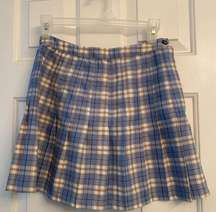 U.O.  Plaid Mini Pleated Skirt Blue & White Sz S