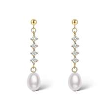 Elegant white pearl dangle drop earrings for women