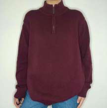 vintage llbean burgundy quarter zip knit sweater