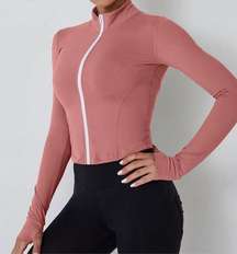 Women Sports Running Long-sleeved Standing-collar Zipper Fast-drying top Sz M co