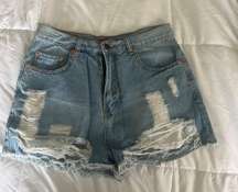 Distressed Denim Shorts