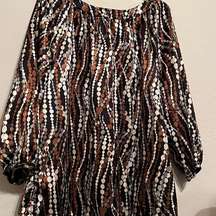 Silhouettes boho fall string of pearls tunic top 2x