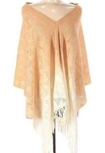 Kendall & James Womens One Size Orange & Ivory Knitted Cardishawl W/ Fringe NWT