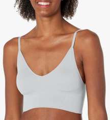 Women's M Rib Seamless Brami, Pullover Wireless V-Neck Cami Bra, Removable Cups