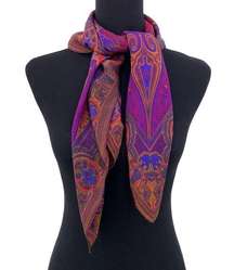 VTG LIZ CLAIBORNE Paisley Square Neck Scarf Purple