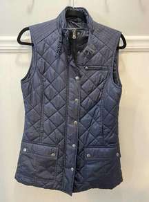 Women's Banana Republic Navy Blue Quilted Full Zip-Up Field Vest Size Small Prep