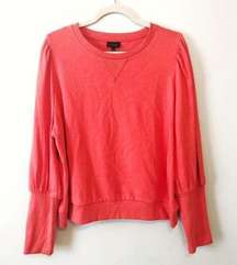 Who What Wear Sweatshirt Coral Puffed Sleeves Crew Neck Sz XXL BNWT