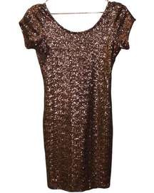 bronze sequin bodycon mini dress XS