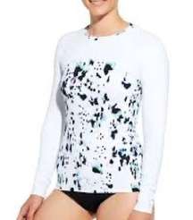 Calia by Carrie Underwood White Pattern Long Sleeve Rashguard Sz.S