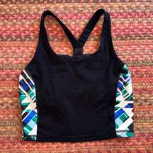 SWEATY BETTY LONDON ATHLETIC BLACK GEOMETRIC CROP TANK