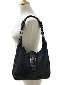 Purse 5054 Hampton Pebbled Leather Hobo Black Shoulder Bag Y2K Chunky