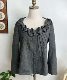 Rebecca Taylor Silk & Wool Blend Dressy Charcoal Blazer Jacket size 10