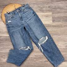 relaxed mom jean distressed knees