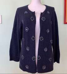 Coldwater Creek Cashmere Blend Bling Cardigan L 14