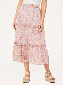 LOFT Outlet Wild Flamingo Floral Tiered Maxi Skirt - Women NEW L