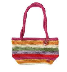 THE SAK Colorful Stripe Crochet Shoulder Bag Purse