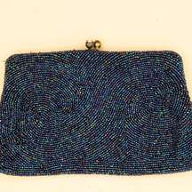 Walborg Vintage Blue Multi color Beadered Clutch Evening Handbag Small