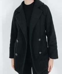 Black Pea Coat Style Light Weight Jacket Size Small