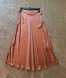 pink silk maxi skirt