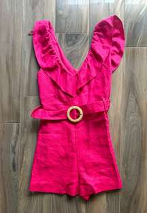 Pink linen romper