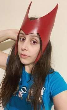Scarlet Witch Leather handtooled Cosplay Headpiece