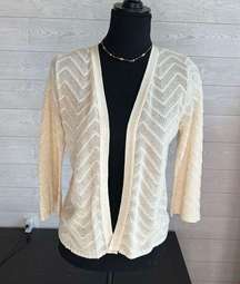 Seduction cream Chevron knit crop open sweater Size Medium