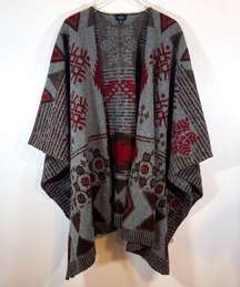 American Eagle Aztec Poncho Sweater  Open front oversized Womens One Size