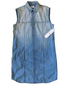 NWT HUDSON Jules in Brooks Ombre Lightweight Denim Sleeveless Shirt Dress S $205