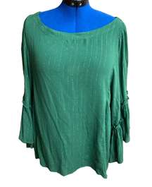 Women’s Green With Gold Metallic Thread Top, Size XL New With Tags