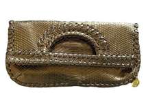 Big Buddha Metallic Bronze Whipstitch Fold-over Clutch Crossbody Bag