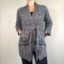 Vince Marled Wool Blend Belted Gray Coat