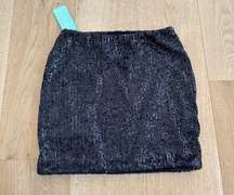 Luli Fama Chasing Stars Sequins Mini Skirt in Black