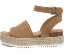 Topic Open Toe Buckle Ankle Strap Espadrilles Flatform Wedge Casual Sandal