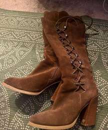 SBICCA RARE lace up/ zipper boho suede boots sz 9