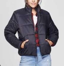 Universal Thread Puffer Jacket Women's Medium Dark Blue Water Resistant