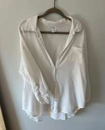 White Gauze Button Down