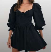 For Love And Lemons Ruth Pleated Long Sleeve Mini Dress black