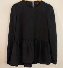 Pomander Place Tuckernuck Carlota Peplum Blouse Black Size XS