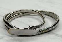 Vintage Bar Buckle Silver Tone Coil Stretch Cinch Belt Size Small S Womens