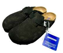 Birkenstock Boston Footbed Slip On Backless Clogs Black Suede Shoes EU 39