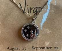 Virgo Horoscope Zodiac Astrology Star Sign Pendant Necklace Black & Silver