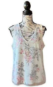 WHITE HOUSE BLACK MARKET Sequin Shimmer Overlay Feminine Elegant Tank Top MP