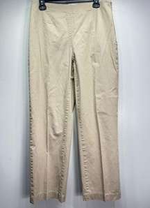 Coldwater Creek Khaki Tan Chino Flat Front Side Zip Straight Leg Pants Size 10P